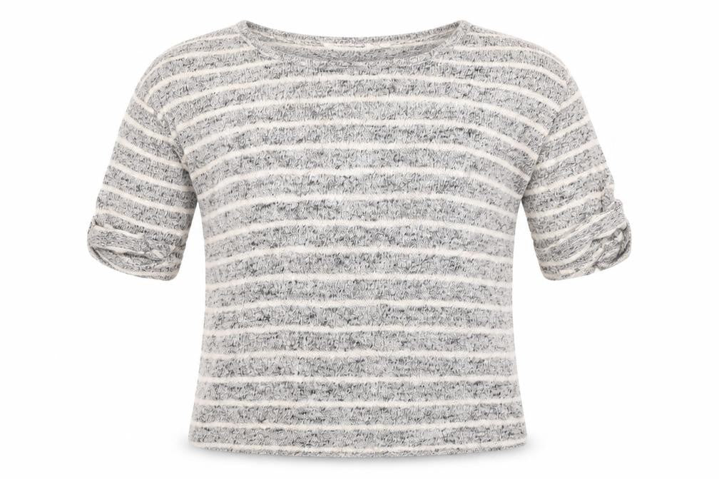 New Look Girls Grey Striped  Basic T-Shirt Size 14-15 Years