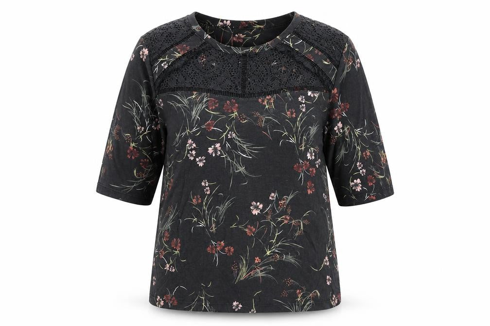 Marks & Spencer Womens Black Floral  Pullover Jumper Size 14