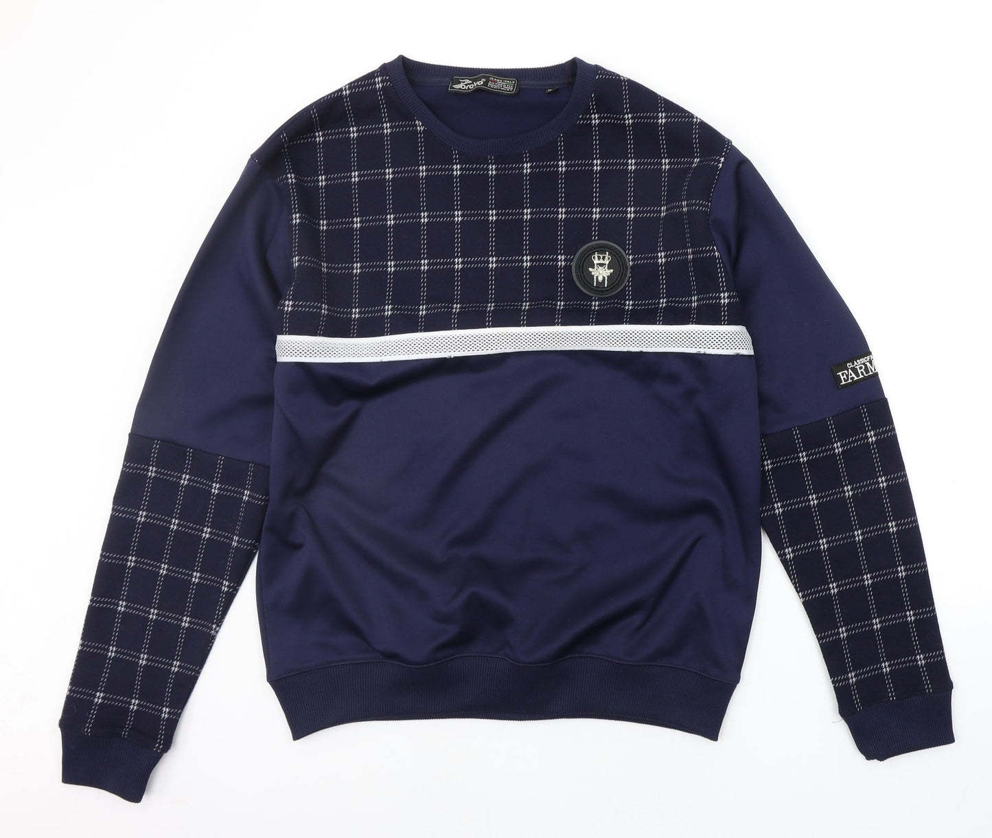 Bravo Mens Blue Check  Pullover Jumper Size XL