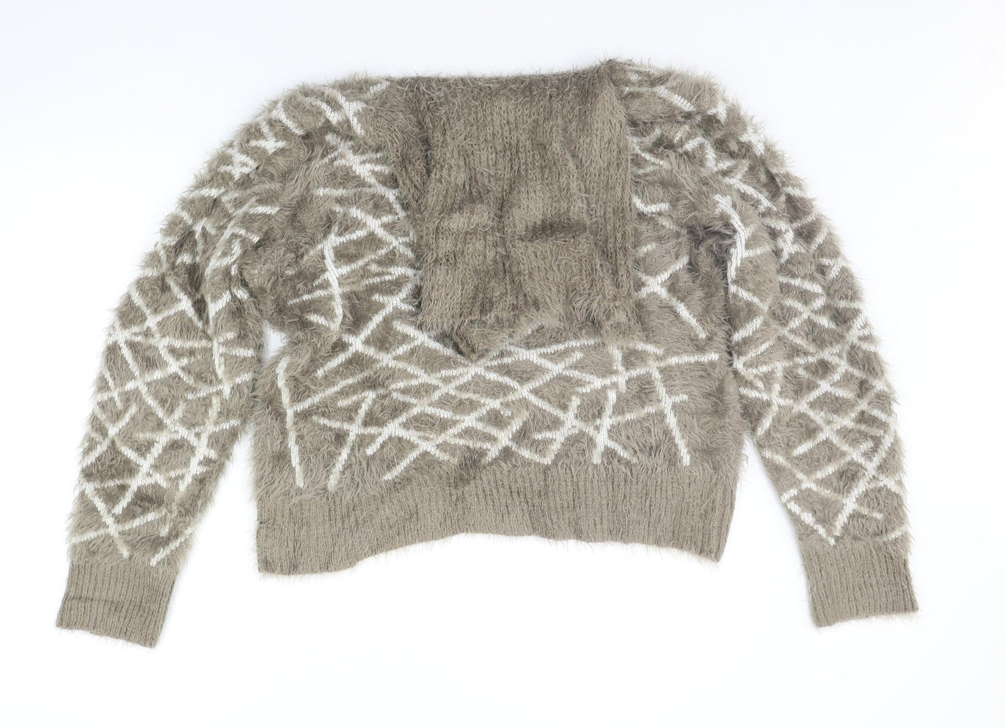 Alexandra Womens Brown Geometric  Pullover Jumper Size XL