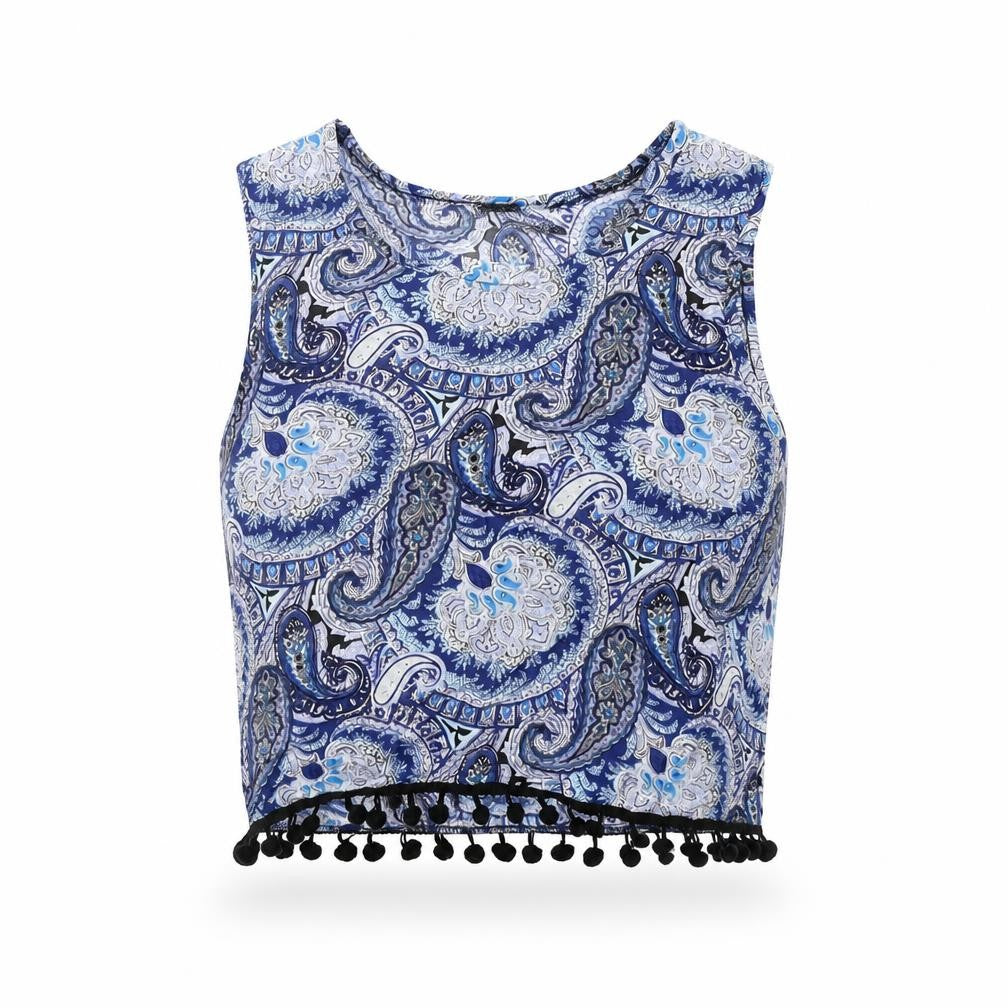 Select Womens Blue Geometric  Basic Tank Size 8