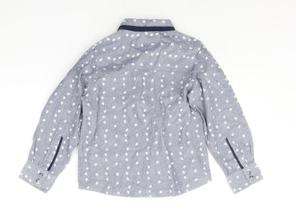 Preloved Matalan Boys Grey Geometric  Basic Button-Up Size 3-4 Years  - SKULLS - Back