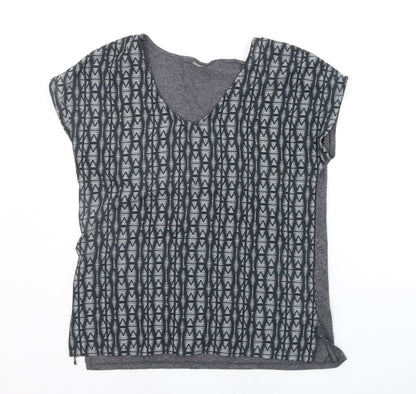 Yessica Womens Grey Geometric  Basic T-Shirt Size S