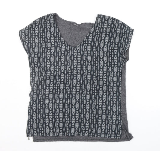 Yessica Womens Grey Geometric  Basic T-Shirt Size S