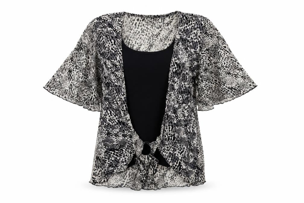 Saloos Womens Black Animal Print  Basic T-Shirt Size M