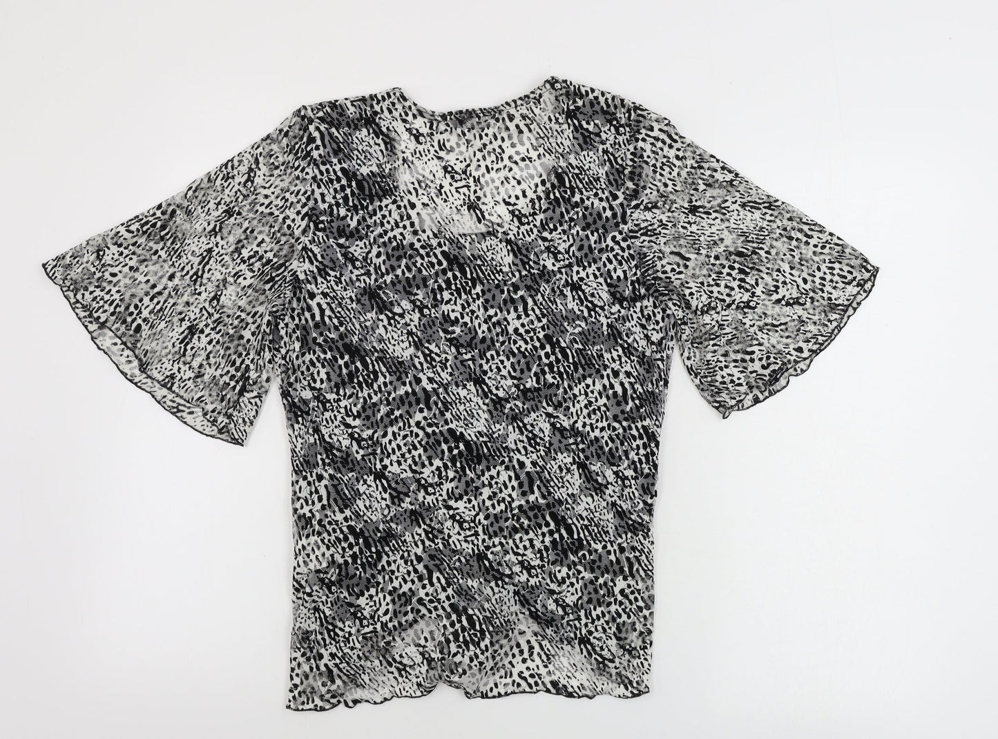 Saloos Womens Black Animal Print  Basic T-Shirt Size M