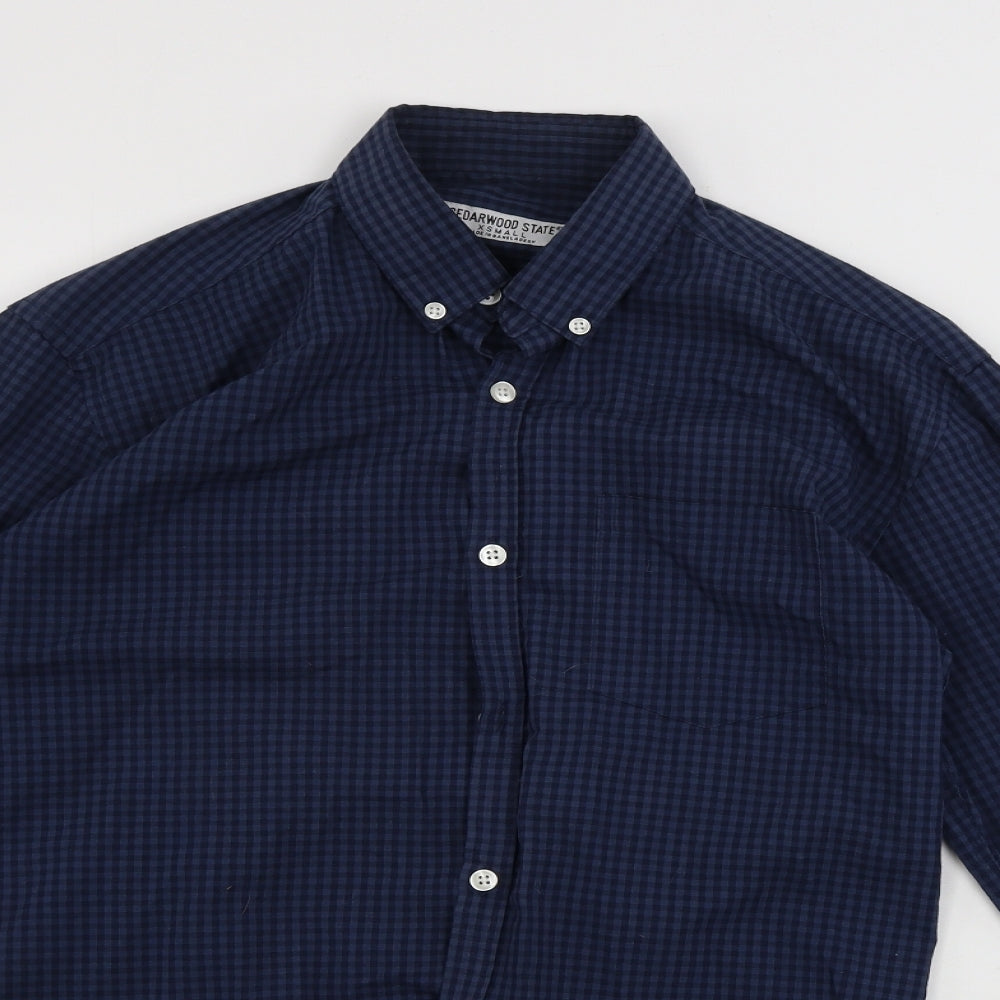 Cedar Wood State  Mens Blue Check   Button-Up Size XS