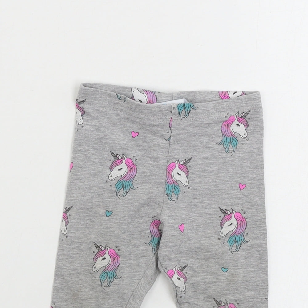 Primark  Girls Grey   Sweatpants Trousers Size 2 Years - unicorn print