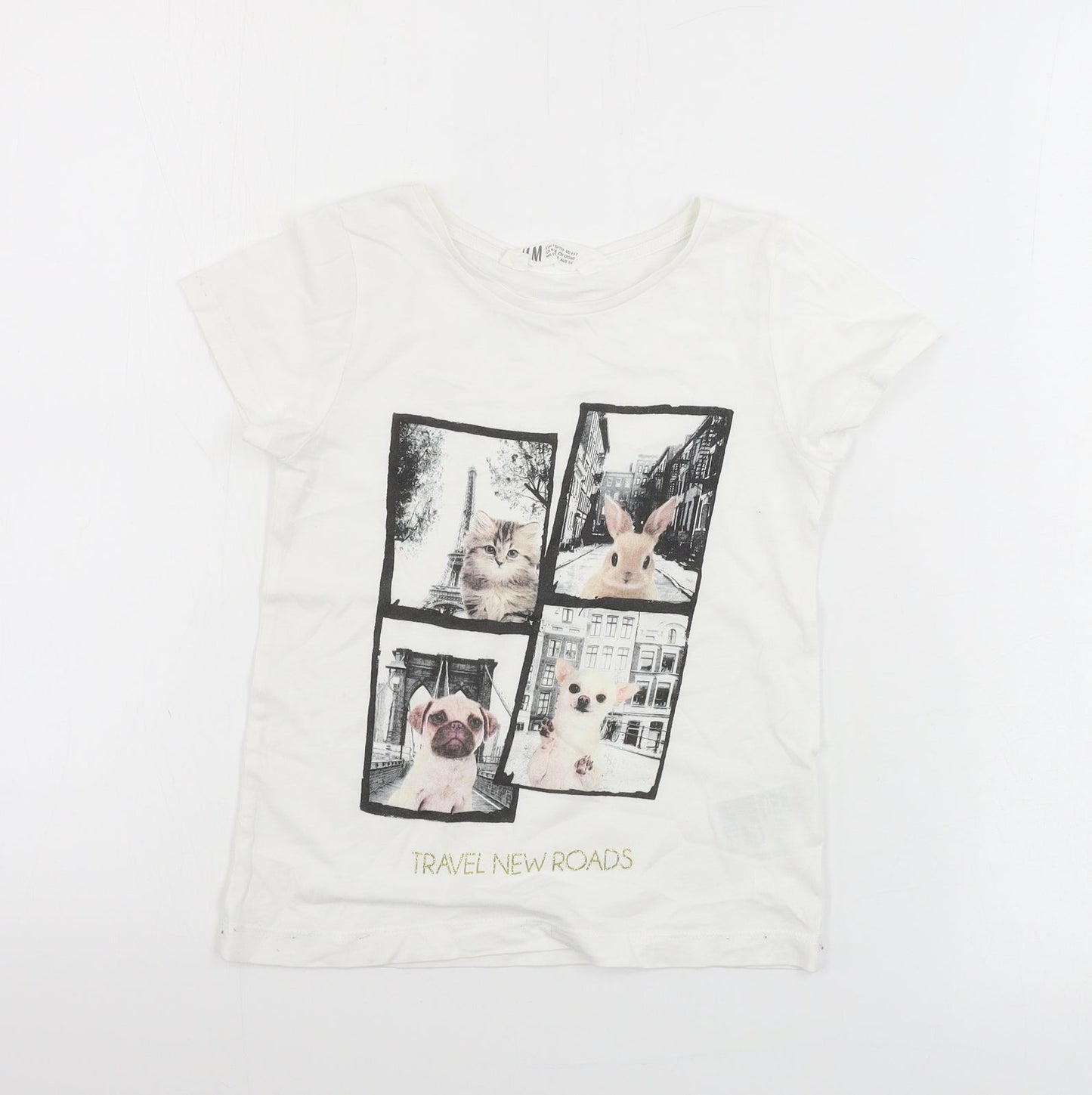 H&M  Girls White   Basic T-Shirt Size 4-5 Years