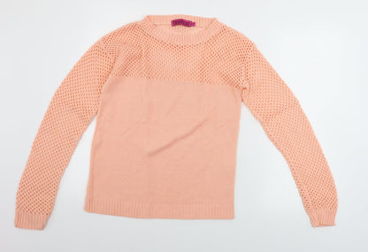Preloved Boohoo  Womens Pink Houndstooth  Pullover Jumper Size M - Front