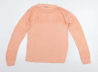 Preloved Boohoo  Womens Pink Houndstooth  Pullover Jumper Size M - Back