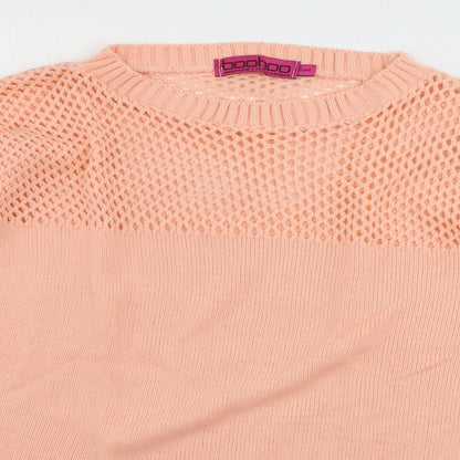 Preloved Boohoo  Womens Pink Houndstooth  Pullover Jumper Size M - Detail