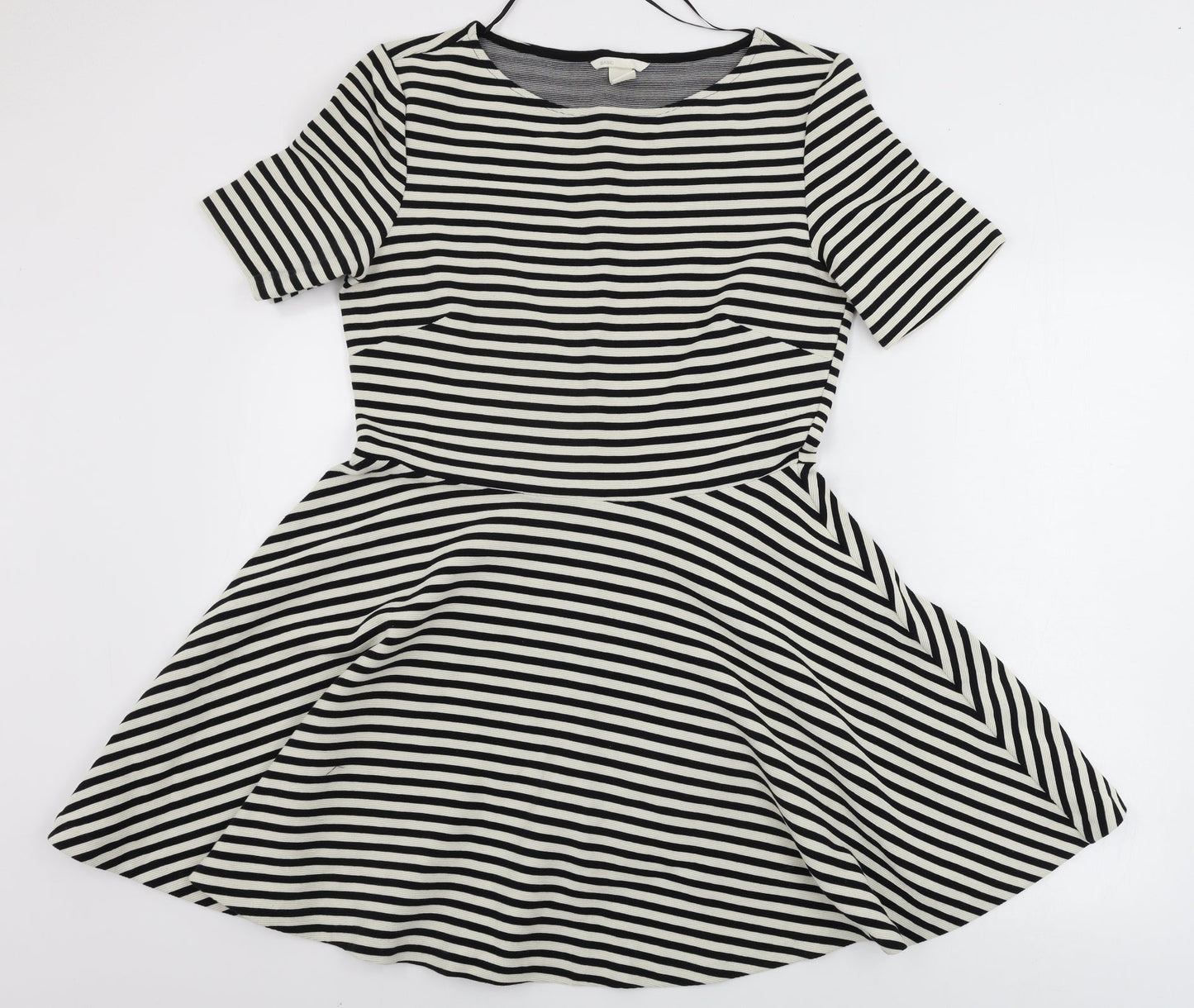 H&M  Womens Beige Striped  A-Line  Size M