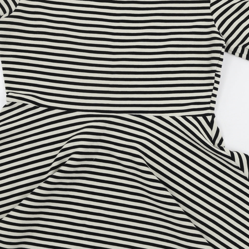 H&M  Womens Beige Striped  A-Line  Size M