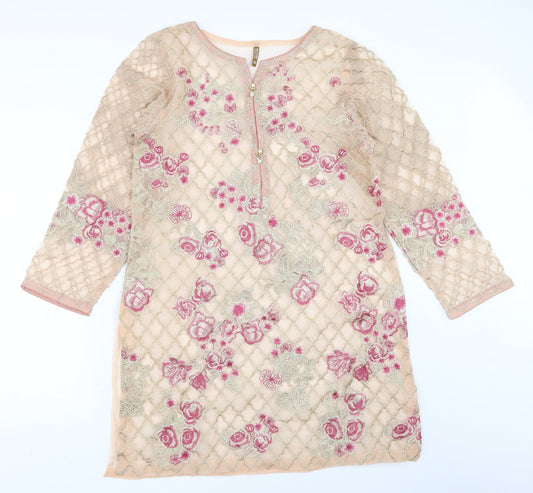 Beechtree Womens Beige   Tunic Blouse Size 10