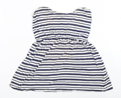 INSIDE Womens Blue Striped  Basic T-Shirt Size L
