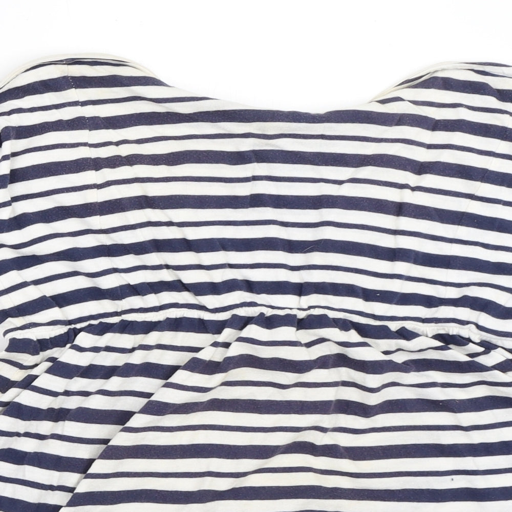 INSIDE Womens Blue Striped  Basic T-Shirt Size L