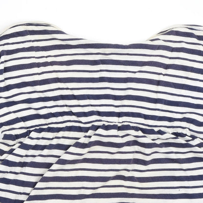 INSIDE Womens Blue Striped  Basic T-Shirt Size L