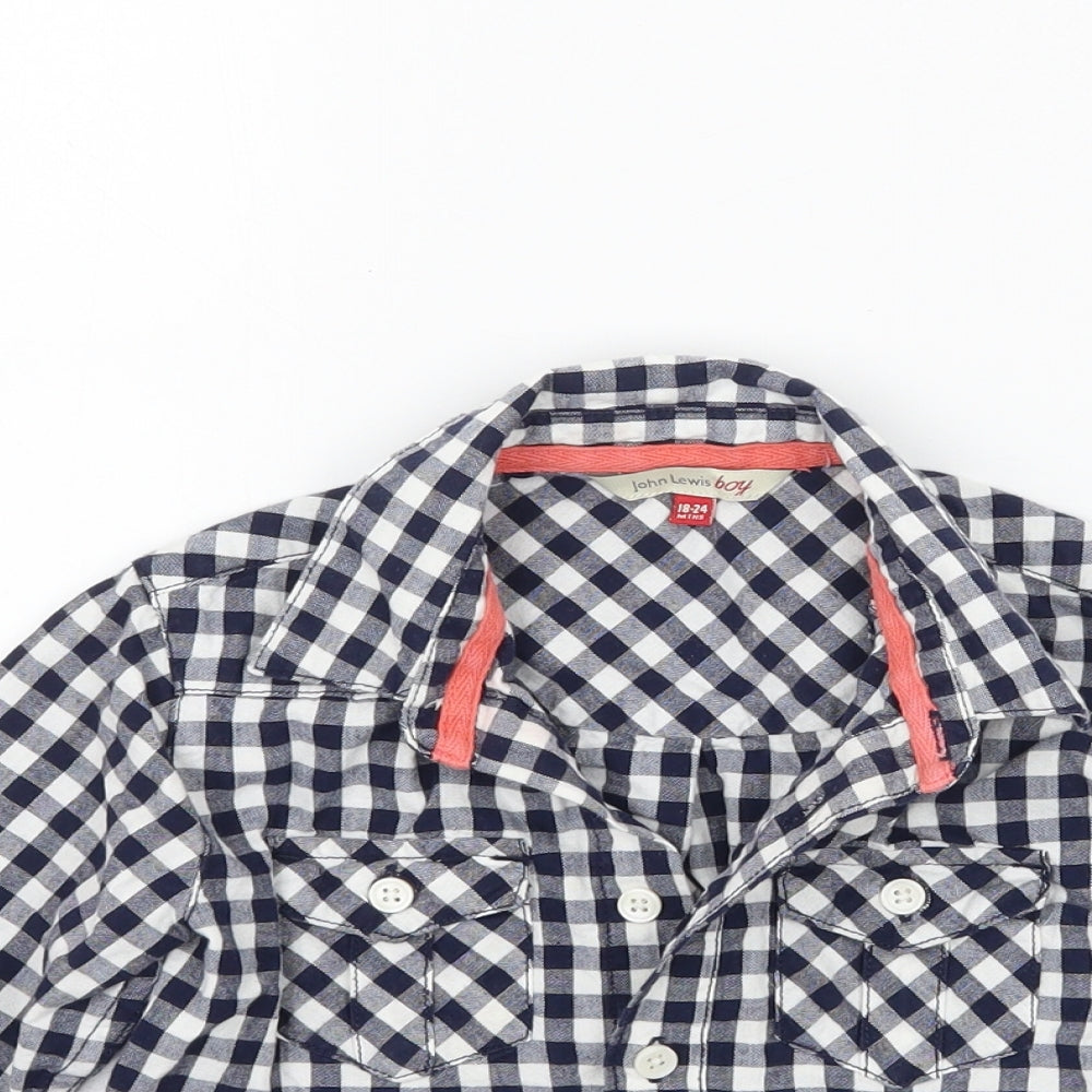 John Lewis Boys Blue Check  Basic Button-Up Size 12-18 Months
