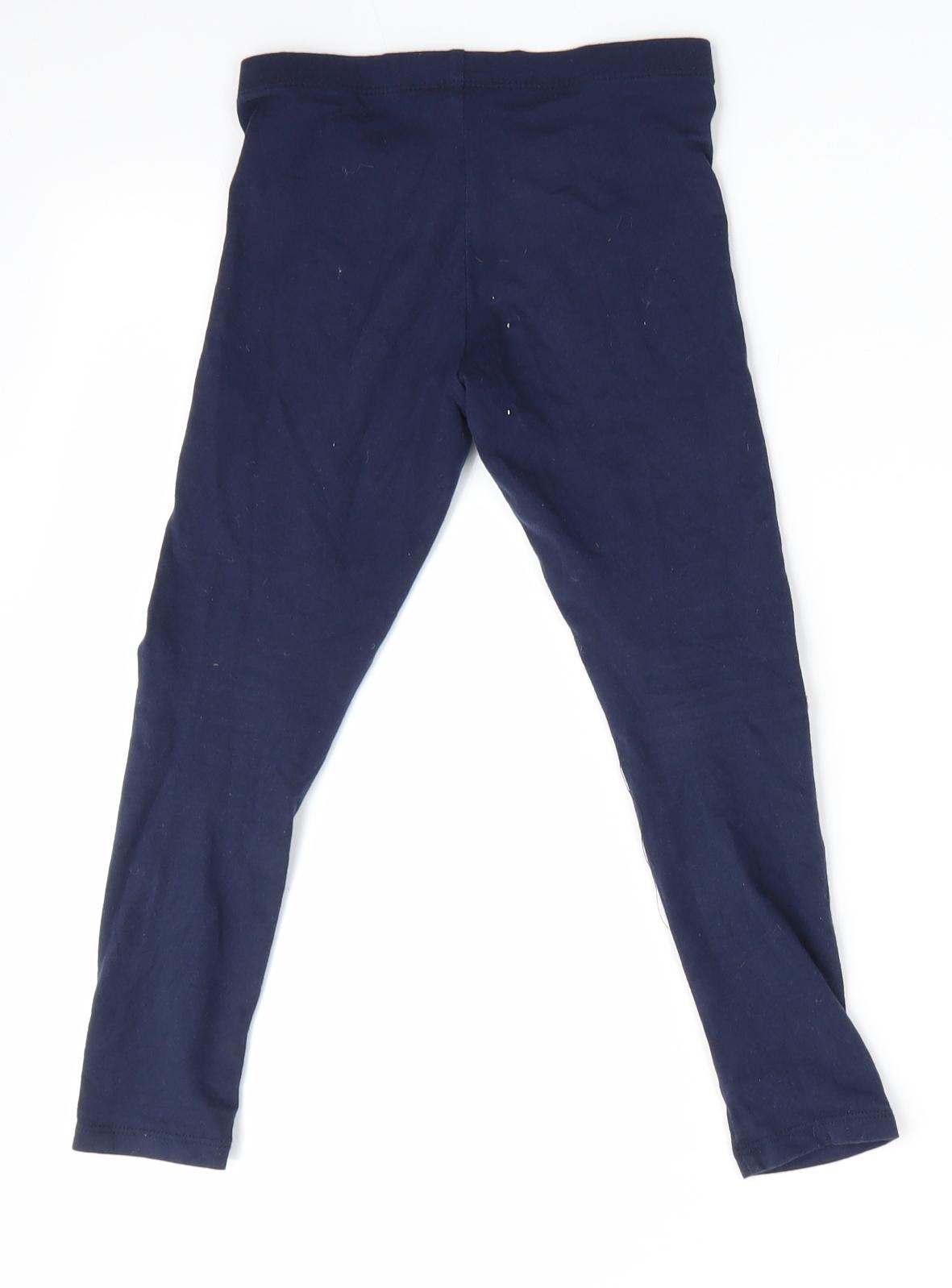 F&F Girls Blue Animal Print   Pyjama Pants Size 5-6 Years  - Rudolph logo on knees