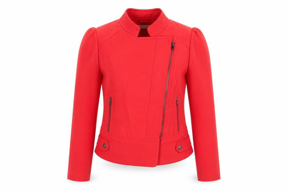 RIU Womens Orange   Bomber Jacket Coat Size 10  - Soft Felt like texture gathered shoulders