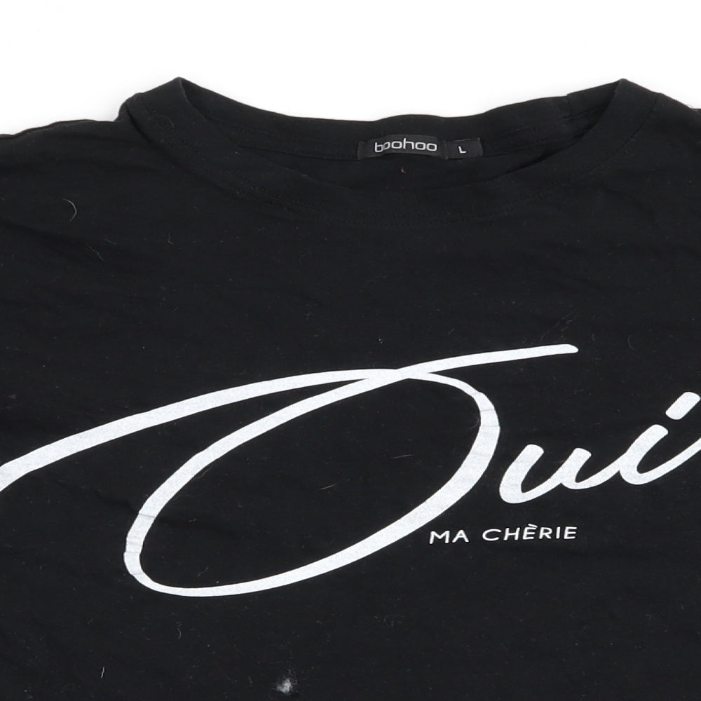 Boohoo Womens Black Solid   Pyjama Top Size L  - Oui Ma Cherie