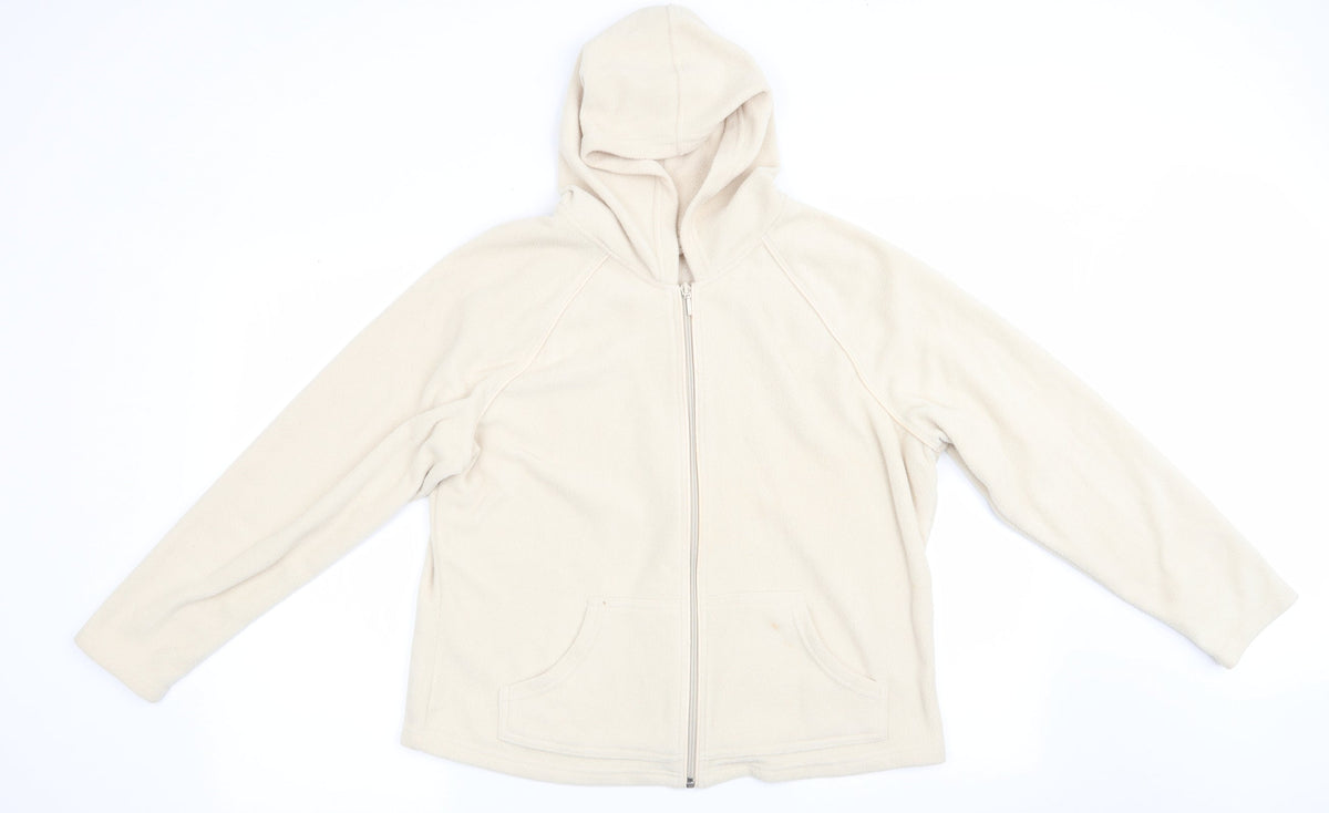 Marks & Spencer Womens Beige  Fleece Jacket Coat Size 18  - Piped detail