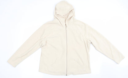 Marks & Spencer Womens Beige  Fleece Jacket Coat Size 18  - Piped detail
