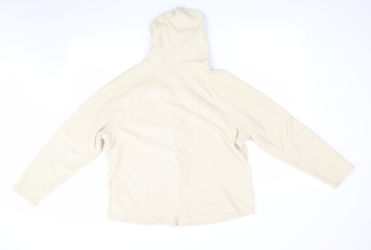 Marks & Spencer Womens Beige  Fleece Jacket Coat Size 18  - Piped detail