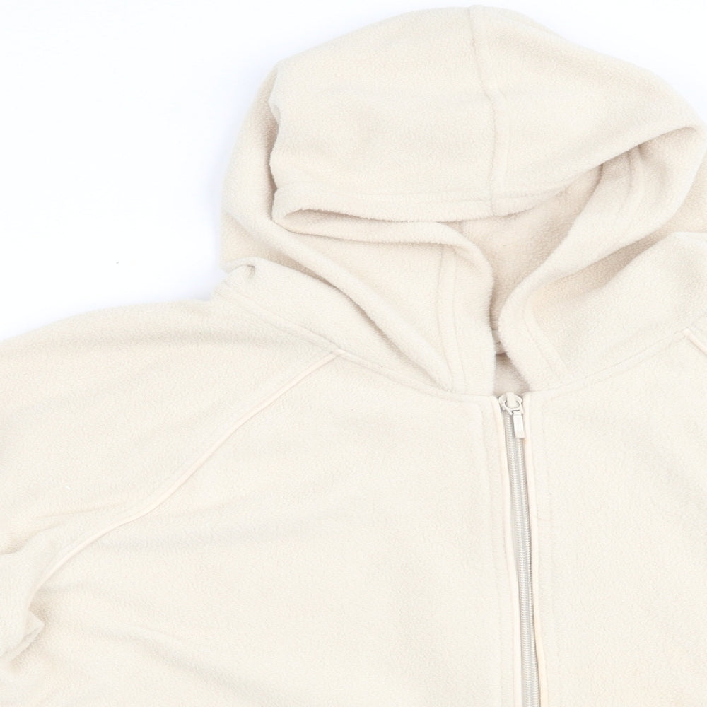 Marks & Spencer Womens Beige  Fleece Jacket Coat Size 18  - Piped detail