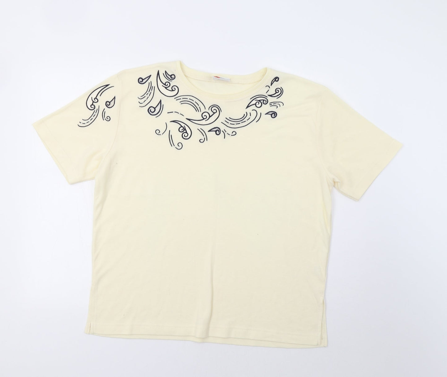 Poppy Womens Beige Paisley  Basic T-Shirt Size L