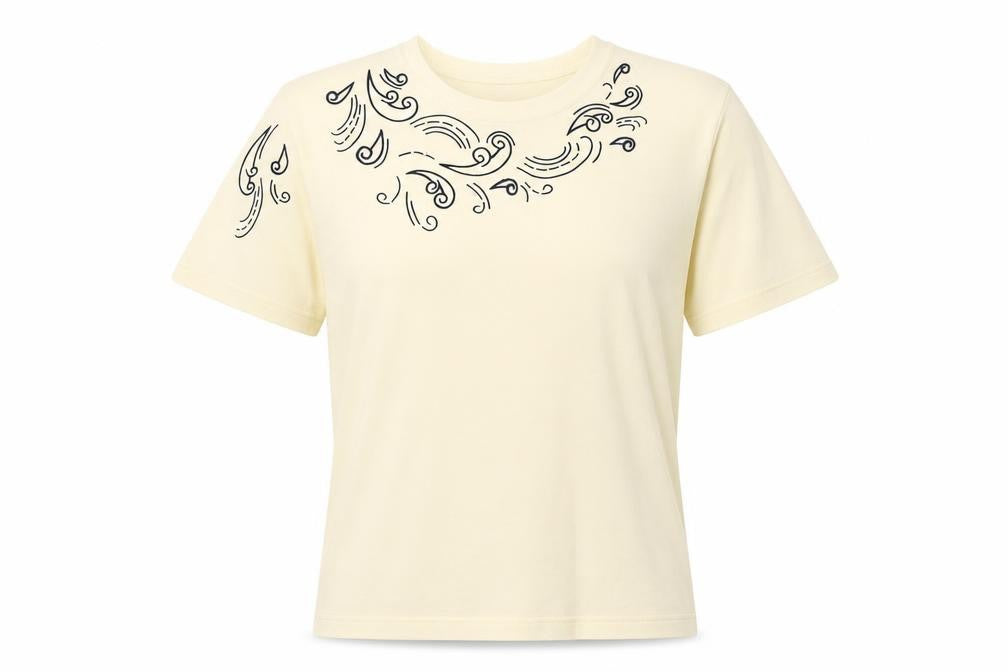 Poppy Womens Beige Paisley  Basic T-Shirt Size L