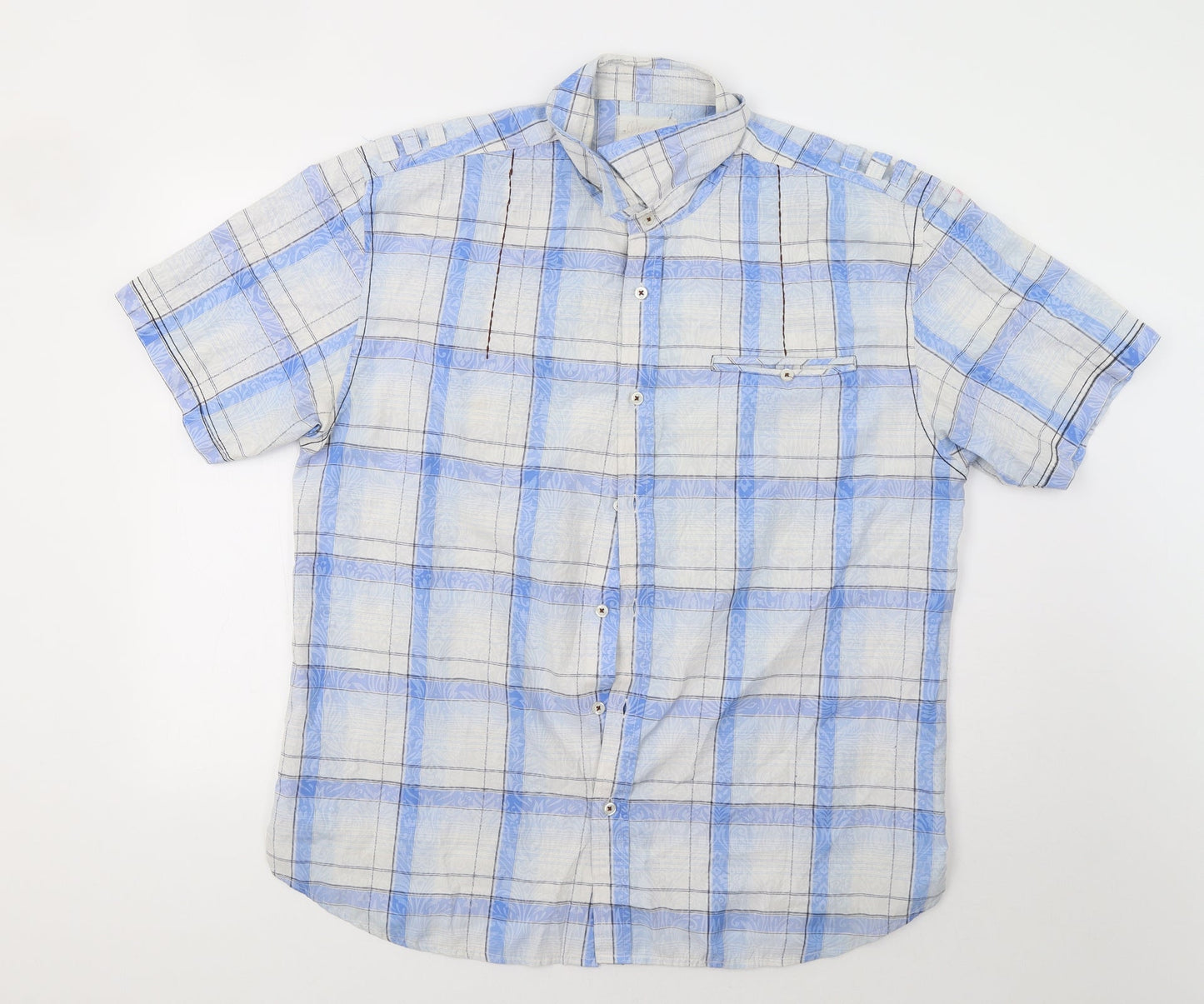 Urban Spirit Mens Blue Check   Button-Up Size XL