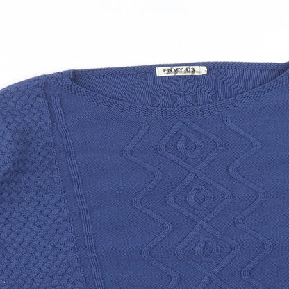ENVY US Womens Blue Geometric  Pullover Sweatshirt Size L