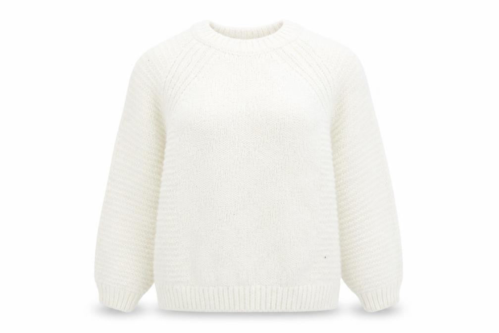 George Womens White Striped  Pullover Sweatshirt Size M
