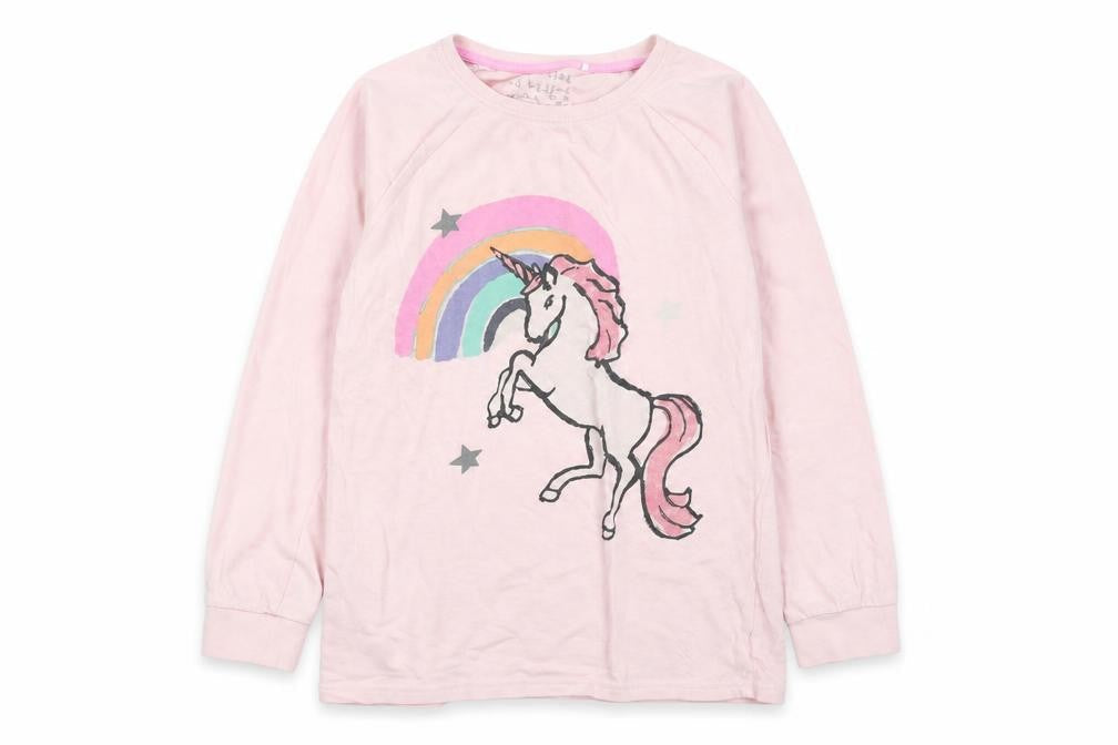 NEXT Girls Pink Solid   Pyjama Top Size 11 Years  - UNICORN RAINBOW