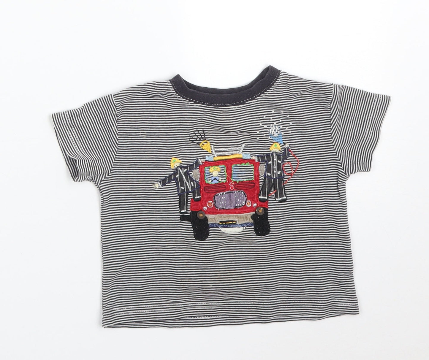Monsoon Baby Multicoloured Striped  Basic T-Shirt Size 12-18 Months  - FIRE ENGINE