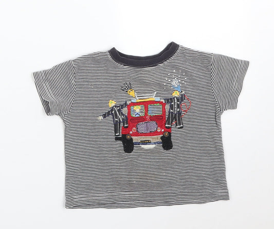 Monsoon Baby Multicoloured Striped  Basic T-Shirt Size 12-18 Months  - FIRE ENGINE