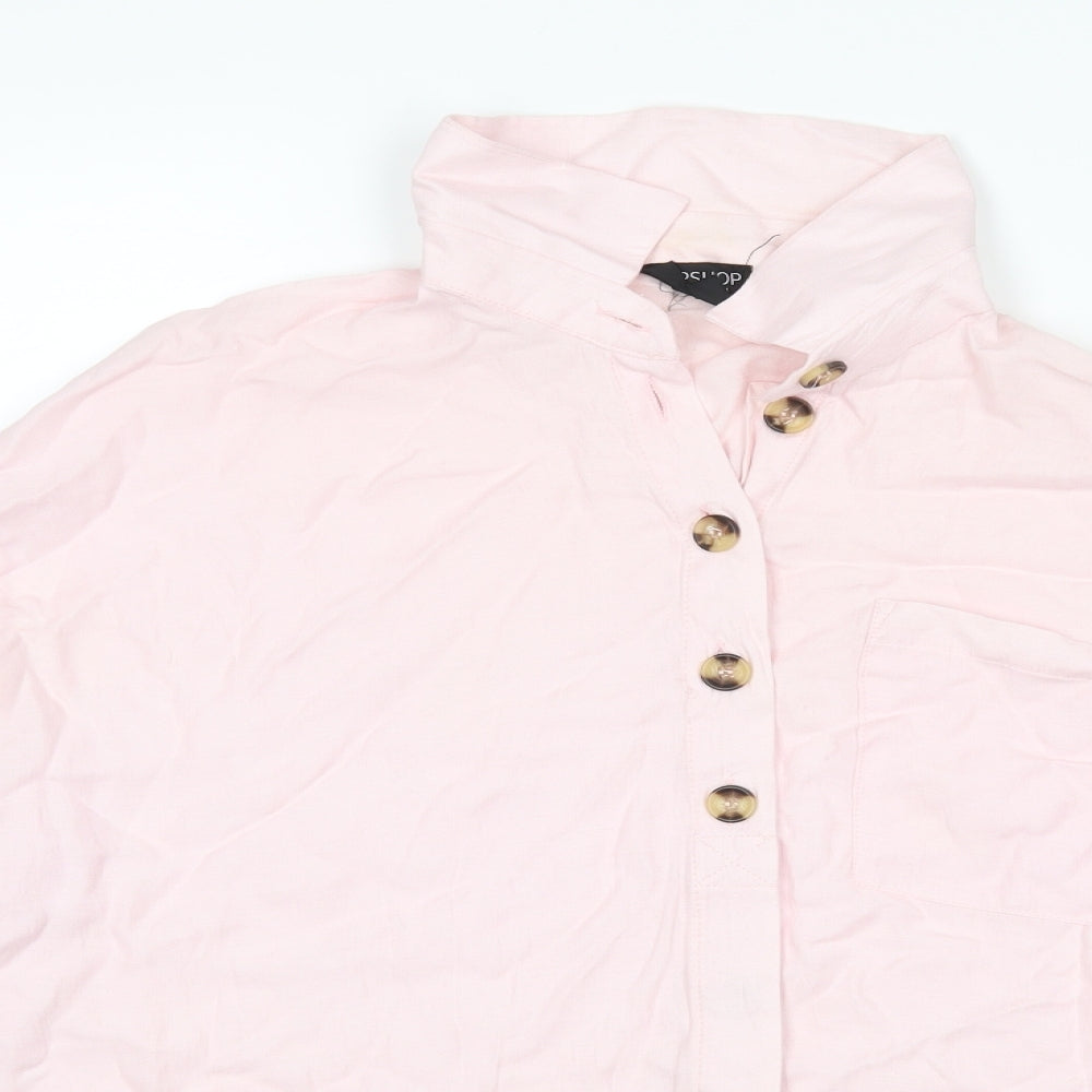Topshop Womens Pink   Basic Button-Up Size 14