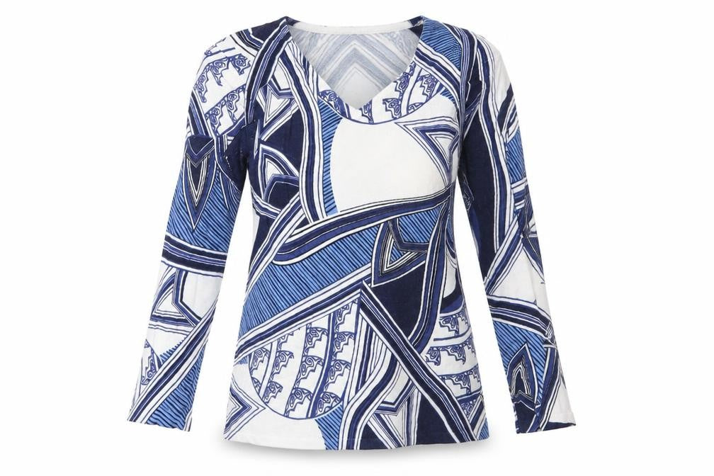 Casmia Womens Multicoloured Geometric  Pullover Jumper Size S