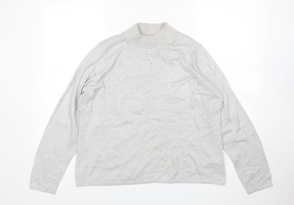 Bonmarché Womens Silver Pullover Jumper Size M