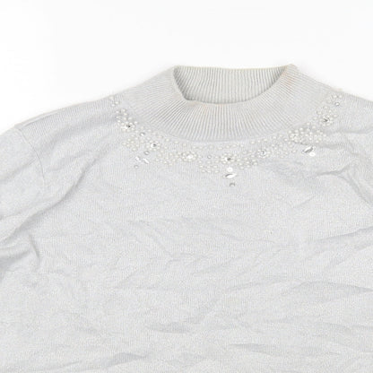 Bonmarché Womens Silver Pullover Jumper Size M