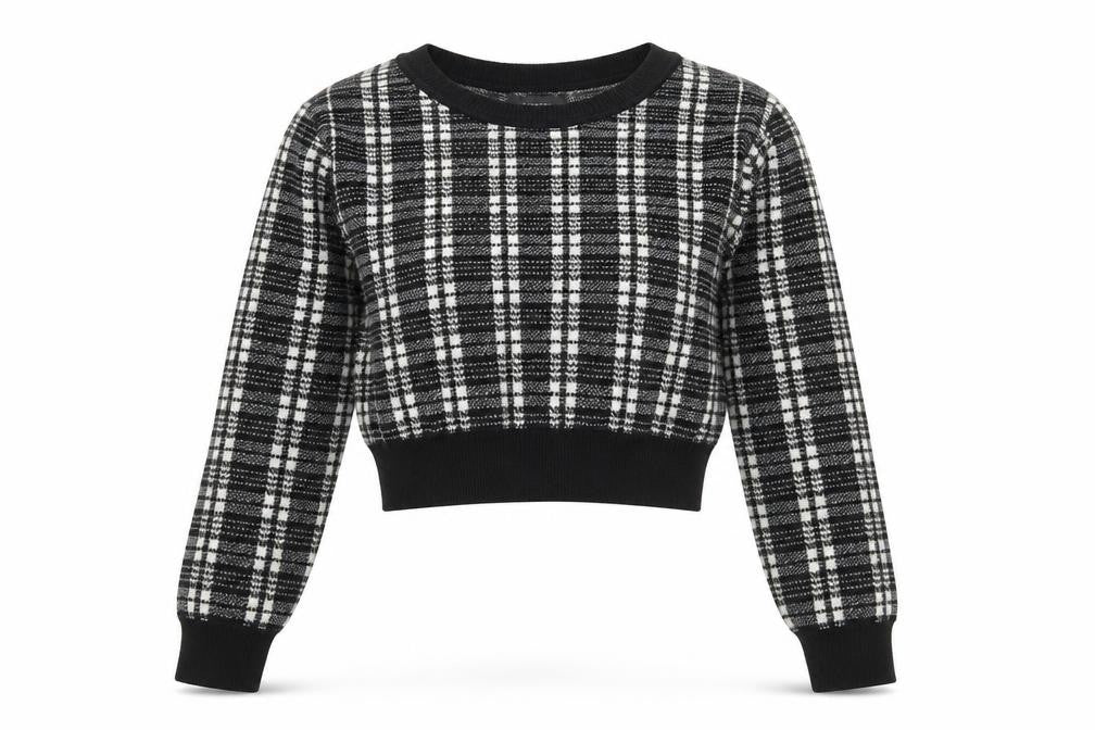 Primark Womens Multicoloured Check  Pullover Jumper Size XS  - Cropped