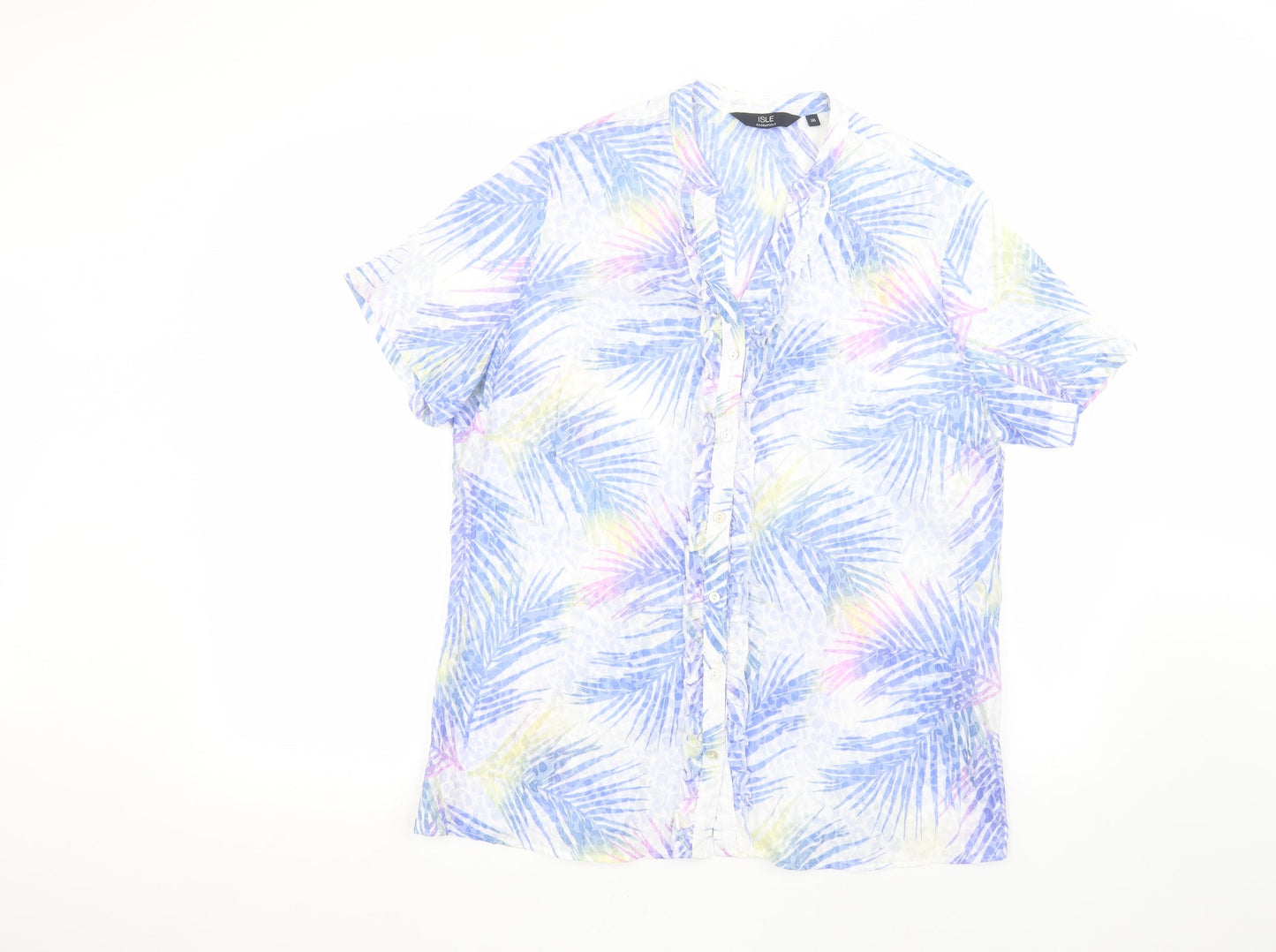 ISLE Womens White Floral  Basic Button-Up Size 16