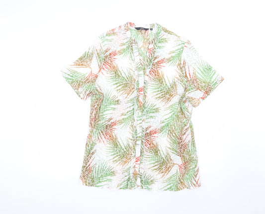 ISLE Womens White Floral  Basic Button-Up Size 16