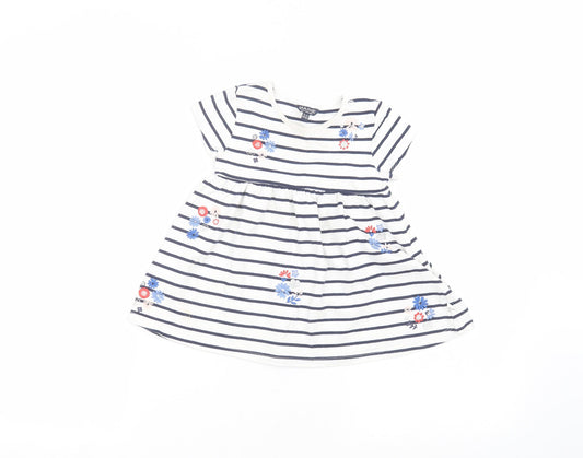 Maine New England Girls White Striped  A-Line  Size 9-10 Years