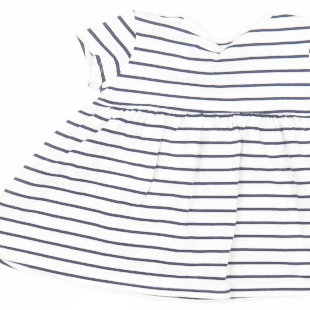 Maine New England Girls White Striped  A-Line  Size 9-10 Years