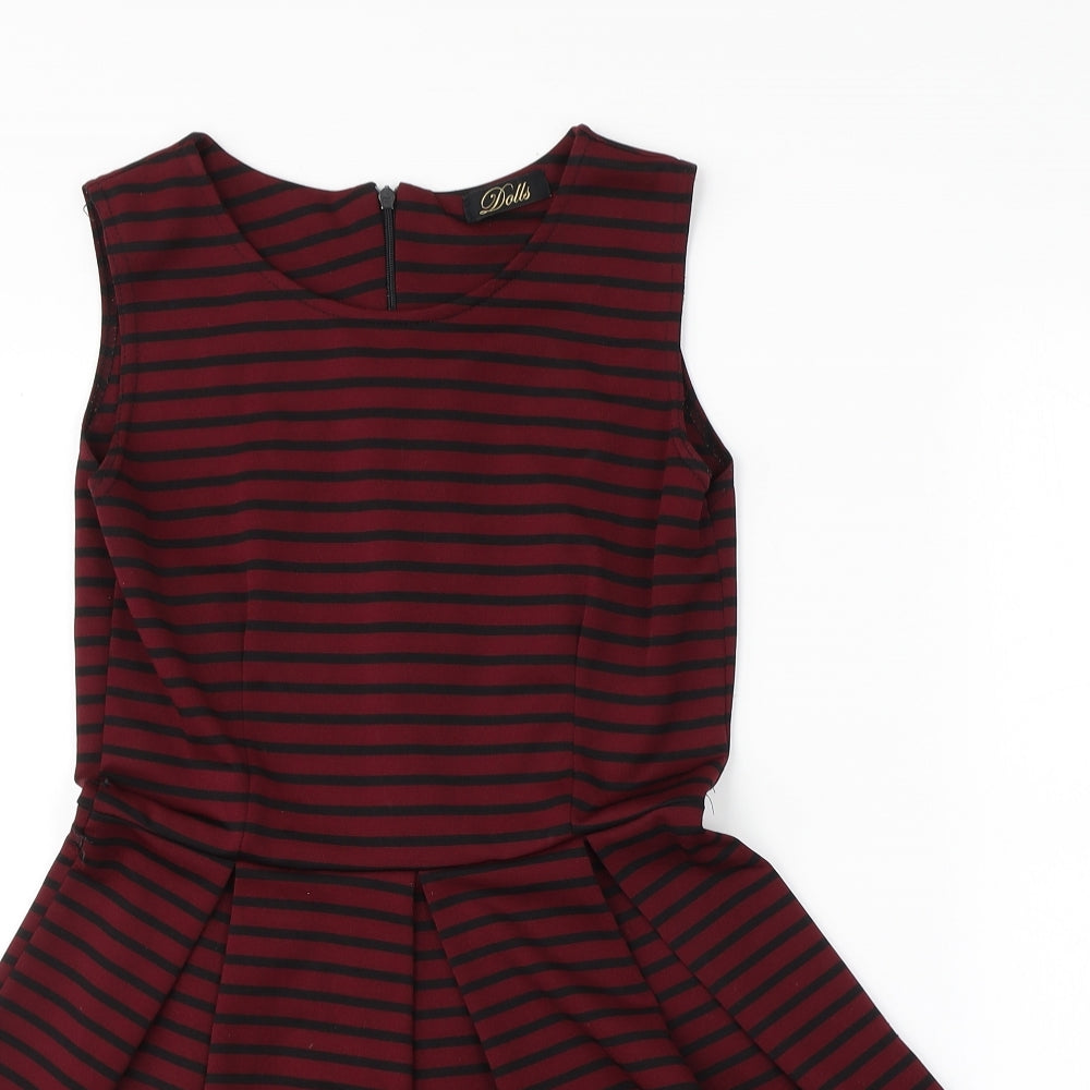 DOLLS Womens Purple Striped  A-Line  Size S
