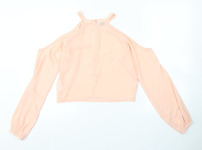 Preloved Missguided Womens Pink   Cropped Blouse Size 8 - Back