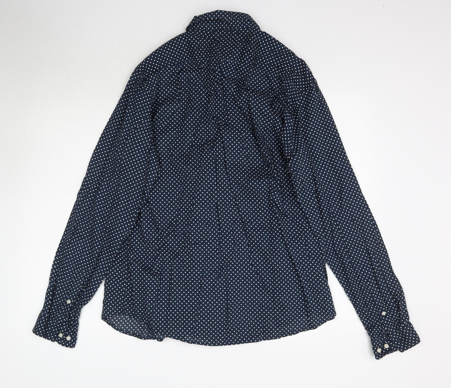 H&M Mens Blue Polka Dot   Button-Up Size L